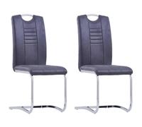 Chaises de salle à manger 2 pcs Faux daim gris avec cadre chromé | Design flottant, ergonomique, rembourré épais, dossier de poignée, max 110 kg par siège, maison restaurant bureau