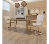 Chaises de salle à manger 2 pièces Simili-cuir blanc avec pieds en fer | Conception flottante,dossier rembourré épais,fer durable,ergonomique,ensemble de 2,facile à nettoyer
