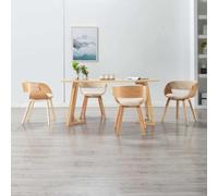 Chaises de salle à manger 4 pcs Bois Courbé et Simili Cuir Crème | Lot de 4 cadres en bois massif, similicuir, crème, bois incurvé, salle à manger, chaise de salle à manger