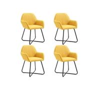 Chaises de salle à manger 4 pcs Jaune Tissu
