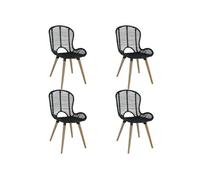 Chaises de salle à manger 4 pcs Noir Rotin naturel