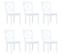 vidaXL 6x Bois d'Hévéa Massif Chaises de Salle à Manger Chaises de Repas Chaises à Dîner Chaises de Cuisine Salon Intérieur 277543