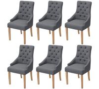 Chaises De Salle À Manger 6 Pcs Gris Foncé Tissu Gris