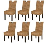vidaXL Chaises à manger lot de 6 rotin Kubu bois de manguier Brun