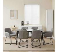 Chaises de Salle à Manger 6 Pcs Velours Gris Clair | Cadre Métal Durable, Dossier Confortable, Accoudoirs, Assemblage Facile, Entretien Simple