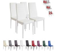 Chaises de salle à manger - ALBATROS - Milano blanc - Métal et simili cuir - Lot de 4