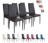 Chaises de salle à manger - ALBATROS - Milano noir - Lot de 6 - Métal et simili cuir