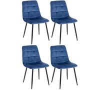 Chaises de Salle à Manger Antibes en Velours Bleu - CLP - Lot de 4 - Confortable et Design