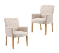 Vidaxl Chaises De Salle À Manger Avec Accoudoirs 2 Pcs Beige Tissu Beige