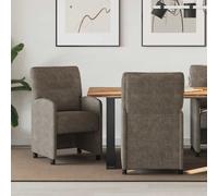 vidaXL Chaises de salle à manger 2 pcs Marron simili cuir suédé roulettes 57 x 67 x 95 cm