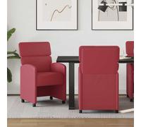 vidaXL Chaises de salle à manger 2 pièces - Faux cuir, roulettes - Rouge 58 x 65 x 98 cm