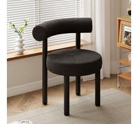 Chaises de Salle à Manger Boucle, chaises rembourrées avec Pieds en métal Noir, Chaise Ronde Moderne du Milieu du siècle