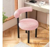 Chaises de Salle à Manger Boucle, chaises rembourrées avec Pieds en métal Noir, Chaise Ronde Moderne du Milieu du siècle Rose
