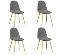 Chaises de salle à manger - CLARENCE - Lot de 4 - Gris clair - Velours - 45x53,5x83 cm - Pieds chromés dorés