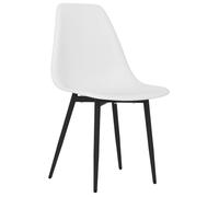 Chaises de salle à manger - CLARENCE - Lot de 6 - Blanc - Polypropylène - 46x52x84 cm - Pieds en métal - Dossier incurvé