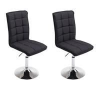 Chaises de Salle à Manger - CLP - Peking V2 - Lot de 2 - Tissu Noir - Réglable en Hauteur