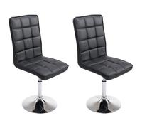 Chaises de salle à manger - CLP - Peking V2 - Similicuir Noir - Réglable en hauteur - Siège pivotant