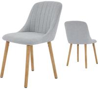 Chaises de Salle à Manger - Design Scandinave - Lot de 2 - Ergonomiques - Pieds en Bois - Lin Gris