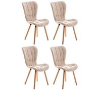 Chaises de salle à manger Elda - CLP - Lot de 4 - Tissu nature - Crème