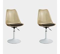 Chaises de salle à manger en acrylique transparent, chaise de salle à manger en forme de tulipe, chaises de cuisine avec dossier en polypropylène, coussin en polyuréthane, base ronde blanche, hauteur
