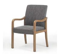 Chaises de salle à manger en bois avec accoudoirs et revêtement en tissu - Chaises d'appoint grises élégantes pour salle à manger, réception d'invités et zones de loisirs