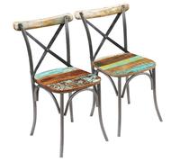 Chaises de salle à manger en bois de récupération solide - VIDAXL - Lot de 2 - Vintage