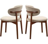 Chaises de salle à manger en bois en tissu doux chaises d'appoint de salon avec dossier incurvé pour cuisine, chaises modernes de cuisine et de salle à manger du milieu du siècle avec siège+
