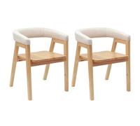 Chaises de salle à manger en bois - vidaXL - Naturel - Bois de caoutchouc massif - 54x57x73 cm - Accoudoirs rembourrés