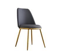 Chaises de salle à manger en cuir du milieu du siècle, chaises d'appoint confortables rembourrées en polyuréthane avec pieds en métal - Chaises d'appoint élégantes pour décoration d'intérieur moderne