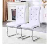 Chaises de Salle à Manger en PVC et Métal, Design Rétro, Blanc, Lot de 2