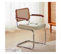 Chaises de salle à manger en rotin avec accoudoirs, cuir synthétique moderne, dossier en canne tissé à la main pour salle à manger, cuisine, café et hôtel