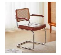 Chaises de salle à manger en rotin avec accoudoirs, cuir synthétique moderne, dossier en canne tissé à la main pour salle à manger, cuisine, café et hôtel