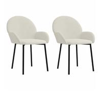 Chaises de salle à manger en velours - CLARENCE - Lot de 2 - Crème - Velours - 58x57x78,5 cm - Accoudoirs ergonomiques