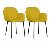 Chaises de salle à manger en velours - CLARENCE - Lot de 2 - Jaune - 54x59x76 cm - Velours polyester