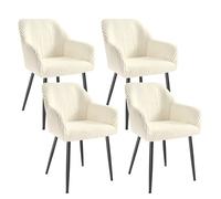 Chaises de salle à manger en velours - SONGMICS - Lot de 4 - Velours côtelé - Accoudoirs - Charge 120 kg