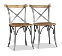 Chaises de salle à manger - ESTINK - Bois solide de manguier - Design industriel - Lot de 2
