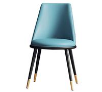 Chaises de salle à manger et de salon rembourrées modernes - Coussin en cuir synthétique doux, pieds en métal, chaises d'appoint élégantes pour cuisine et décoration d'intérieur (bleu et noir avec
