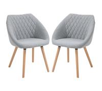 HomCom Chaises de visiteur scandinave – Lot de 2, pieds effilés hêtre, ergonomiques, lin gris