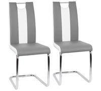 Chaises de salle à manger JEOBEST® (Simili gris et blanc) - Lot de 2 - Métal - Contemporain - Design