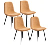 Chaises de Salle à Manger, Lot de 2/ 4/ 6, Support Métallique, Pieds Réglables, Nettoyage Facile, Chaises de Cuisine, Tissu Chenille, PU Texturé Glacé, Marron Caramel Apparence élégante : Le devant es