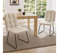 Chaises de Salle à Manger Lot de 2, Chaise de Cuisine Assise rembourrée en Velours épais Pieds en métal