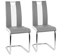 Chaises de Salle à Manger Lot de 2, Chaises Cantilever avec Assise Rembourrée, Acier Chromé Revêtement, Chaises de Salle a Manger ou Cuisine, Charge Max 135 kg (2, Gris et Blanc)