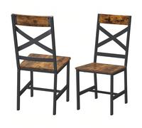 Chaises de salle à manger, Lot de 2, Sièges de cuisine, Cadre en acier, Ergonomique, Style Industriel, Marron Rustique et Noir Marron
