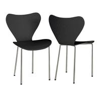 Chaises de Salle à Manger Lot de 2 - VIVOLILV - Chaises Empilables - Siège en PP - Dossier Courbé - Noir