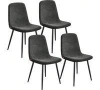 Chaises de Salle à Manger, Lot de 4, Support Métallique, Pieds Réglables, Nettoyage Facile, Chaises de Cuisine, Tissu Chenille, PU Texturé Glacé, Gris Ardoise Apparence élégante : Le devant est revêtu