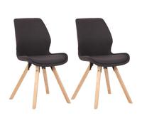 CLP Lot de 2 chaises de Salle a Manger rembourrees Luna, Moderne avec Dossier, Stable jusqu'a 136 kg, pour Cuisine et Salon, Couleur:Noir, Matériel:Tissu