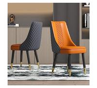 Chaises de salle à manger modernes à dossier haut - Design carré en cuir synthétique avec pieds en métal du milieu du siècle pour une cuisine et un salon élégants