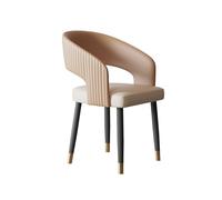 Chaises de salle à manger modernes avec bras, chaises de salle à manger modernes en faux cuir avec pieds en métal (kaki)