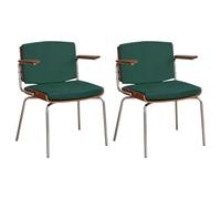 Chaises de salle à manger modernes, chaise de style Mid-Century Modern avec accoudoirs, pieds en métal robustes et revêtement en cuir PU, for salle à manger, salon, chambre ou studio.(Dark green,2PCS)