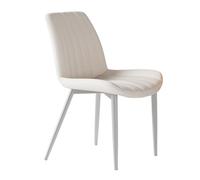Chaises de salle à manger modernes, confortables et rembourrées avec dossier, pieds en acier au carbone minimalistes du milieu du siècle, sans accoudoirs, pour salon et restaurant (blanc, taille XS)